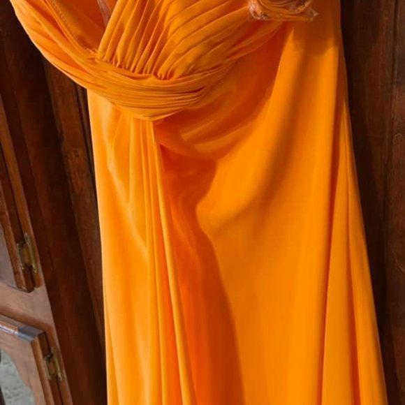 PROM-WEDDINGS--DAVID'S BRIDAL-SZ10- TANGERINE- NEW with tags - Picture 4 of 7